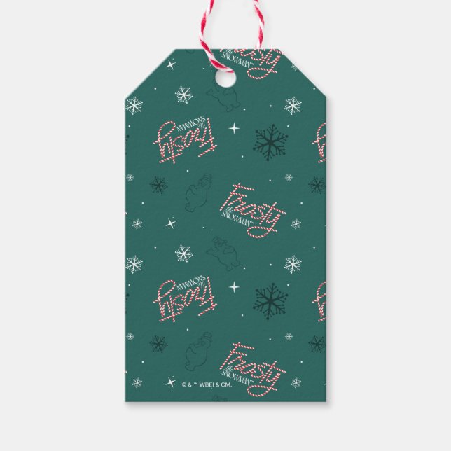 Étiquettes-cadeau Frosty Snowman Green Snowflake Motif (Devant)