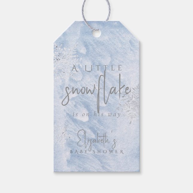 Étiquettes-cadeau Frozen Little Snowflake Blue Boy Baby Shower (Devant)