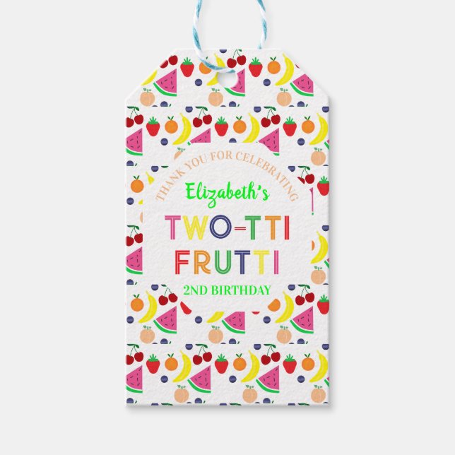 Étiquettes-cadeau Fruit Deux-tti Frutti 2e anniversaire (Devant)