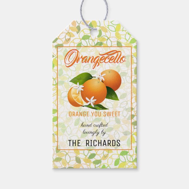 Étiquettes-cadeau Fruit d'orange doux | MERCI (Devant)