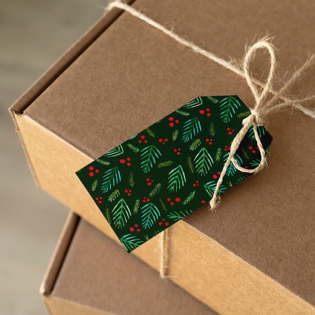 Étiquettes-cadeau Fruits de Noël et baies - vert (Créateur téléchargé)