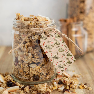 Étiquettes-cadeau Fruits de Noël et baies - vert olive