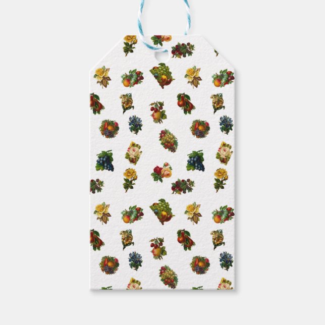 Étiquettes-cadeau Fruits et fleurs vintages (Devant)