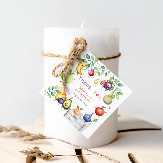 Étiquettes Cadeau Frutti deux tti Dancing Fruits 2e fête d'anniversa (Créateur téléchargé)
