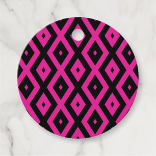 Étiquettes Cadeau Fuchsia et motif de diamants noirs