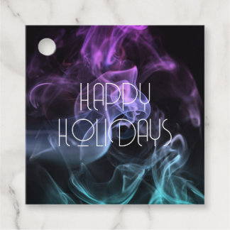 Étiquettes Cadeau Fumée de couleur sarcelle violet Joyeuses Fêtes
