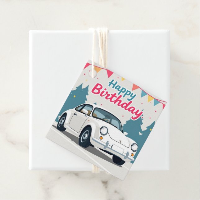 Étiquettes Cadeau Fun Auto-Thème Joyeux anniversaire (En situation)