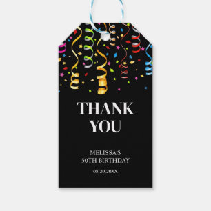 Étiquettes-cadeau Fun Coloré Confetti Ribbon Anniversaire Merci