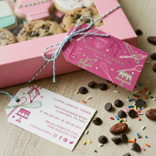 Étiquettes-cadeau Fun Colorful Baking & Cuisine Ustensile rose