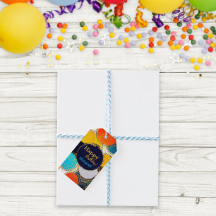 Étiquettes-cadeau Fun Colorful Retro Abstrait Joyeux anniversaire