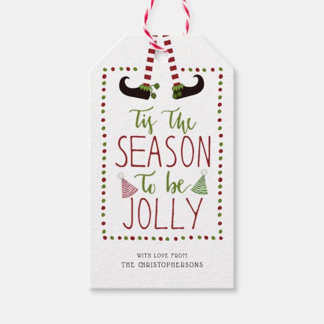 Étiquettes-cadeau Fun Elf Legs SAISON POUR ÊTRE JOLLY (Devant)