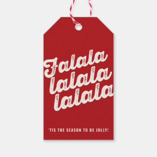Étiquettes-cadeau Fun Falalalala Bold Script Sur Rouge Moderne Vacan