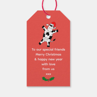 Étiquettes-cadeau Fun Festif Vaches de Noël