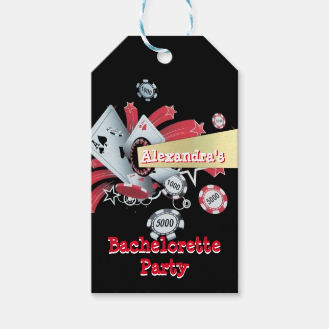 Étiquettes-cadeau Fun Vegas poker casino puce de casino bachelorette (Devant)