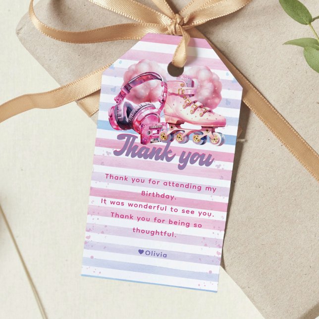 Étiquettes-cadeau Fun Watercolor Roller Blade Anniversaire (Créateur téléchargé)