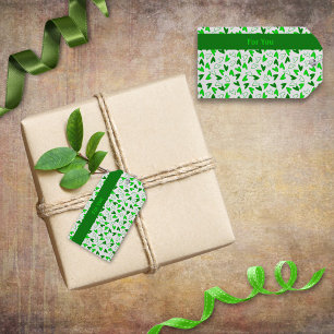 Étiquettes-cadeau Fun Whimsical Dark Green Lime Coeurs verts Motif