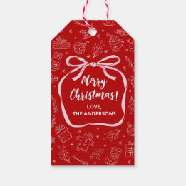 Étiquettes-cadeau Fun Whimsical Main dessinée Noël