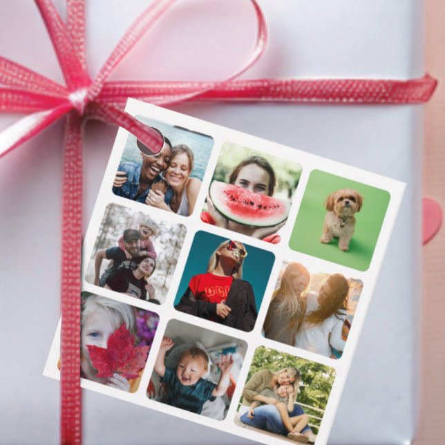 Étiquettes Cadeau Fun White 9 Photo Square  (Créateur téléchargé)