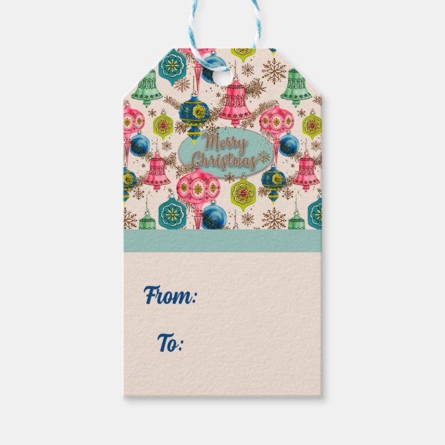 Étiquettes-cadeau Funky Bright Retro Christmas (Devant)