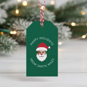 Étiquettes-cadeau Funky Custom Face Swap Père Noël Texte de Noël