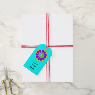 Étiquettes-cadeau Funky Flower Power Bloom II + votre texte