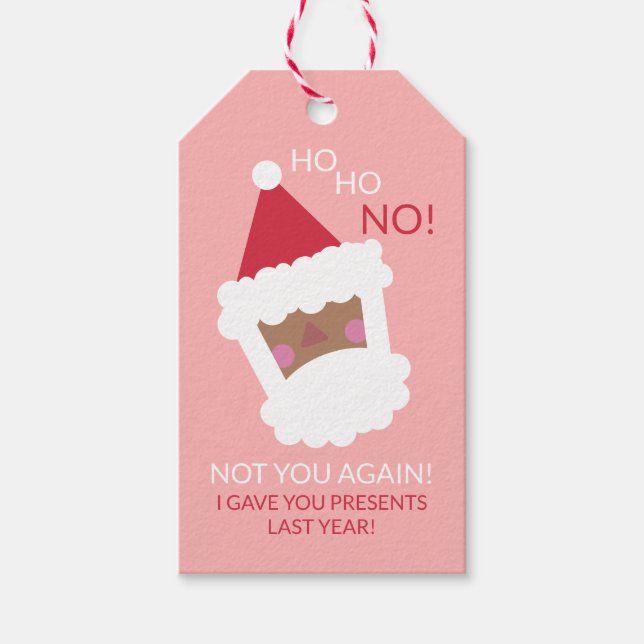 Étiquettes-cadeau Funky moderne Noël Noir Père Noël Rose (Devant)