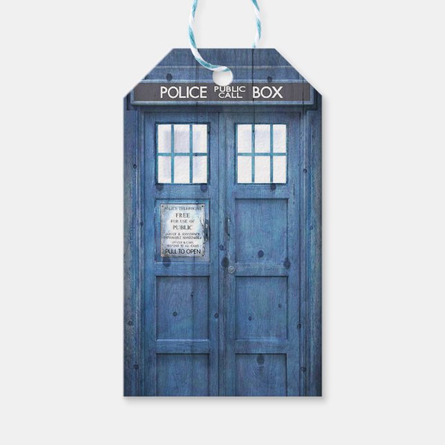Étiquettes-cadeau Funky Police phone Public Call Box (Devant)