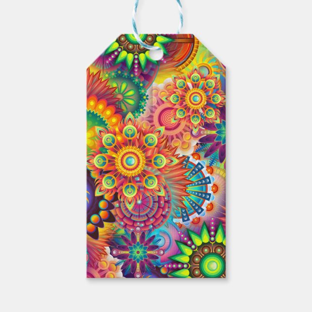 Étiquettes-cadeau Funky Retro Motif Abstrait Boho (Devant)