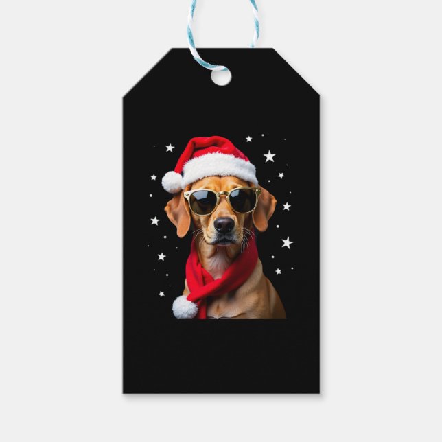 Étiquettes-cadeau Funny Boxer Dog Christmas Lights Xmas Outfit Pajam (Devant)