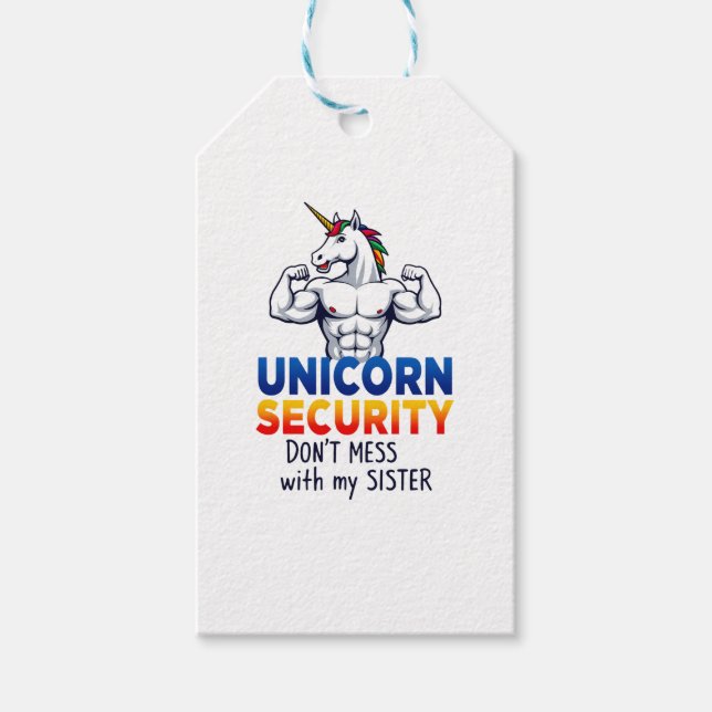Étiquettes-cadeau Funny Brother Unicorn Security Dont Mess With My S (Devant)