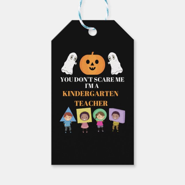 Étiquettes-cadeau Funny Chemise d'Halloween - Enseignant de maternel (Devant)
