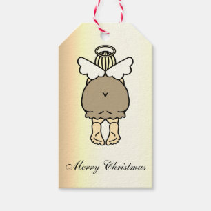 Étiquettes-cadeau Funny Chubby Angel Gold Effet Joyeux Noël