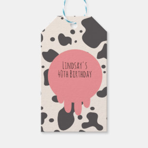 Étiquettes-cadeau Funny Cow Print Adult Party 40e Anniversaire