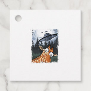 Étiquettes Cadeau Funny Giraffe UFO Zoo Animal Weird Meme Graphique