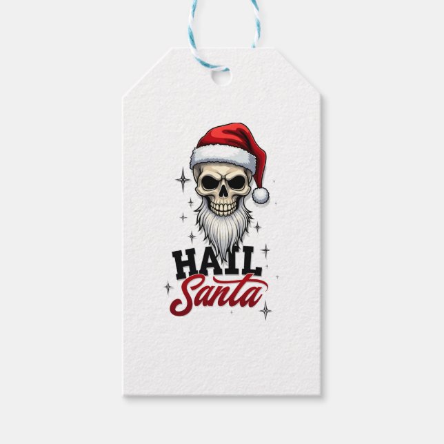 Étiquettes-cadeau Funny Hail Santa Claus Skull Skeleton Antichrist C (Devant)