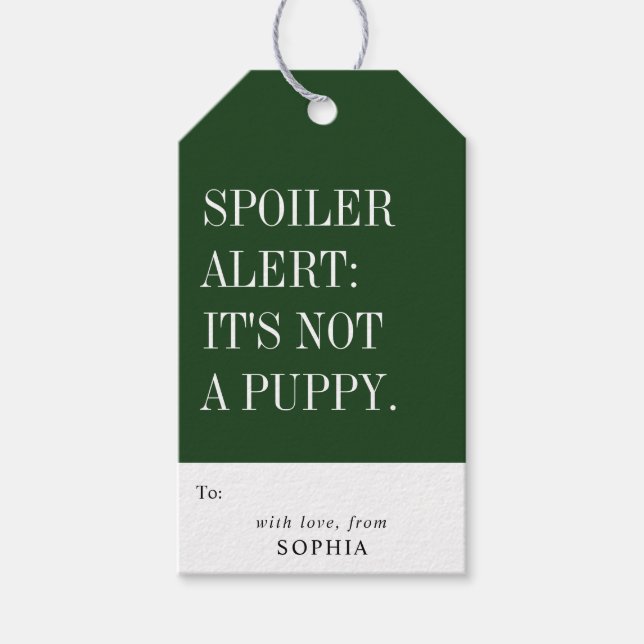 Étiquettes-cadeau Funny Humorous Spoiler Alert: It's Not A Puppy (Devant)