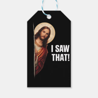 Étiquettes-cadeau Funny Jesus "I Saw That" Christian meme design