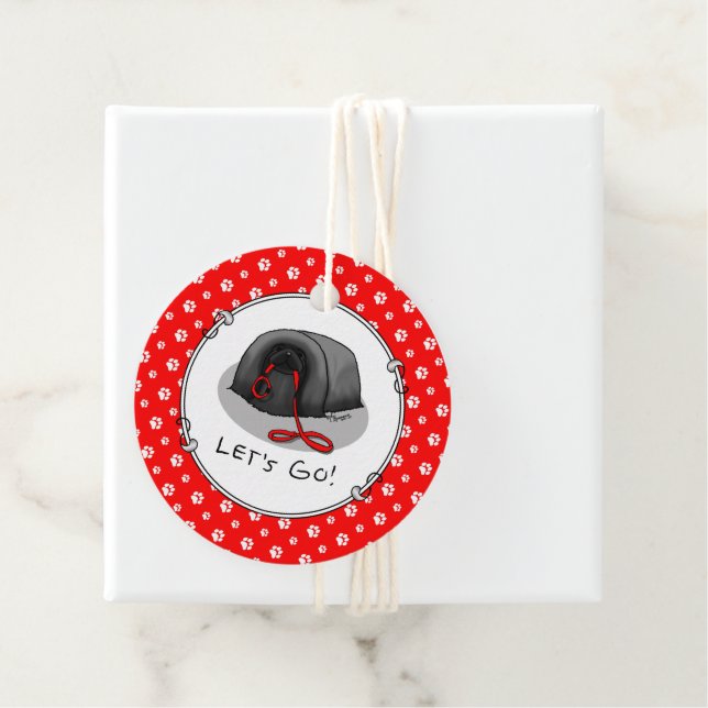 Étiquettes Cadeau Funny Let's Go! for a Walk Pekingese Dog (black) (En situation)