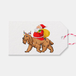 Étiquettes-cadeau Funny Père Noël équitation Cocker Spaniel Chien No