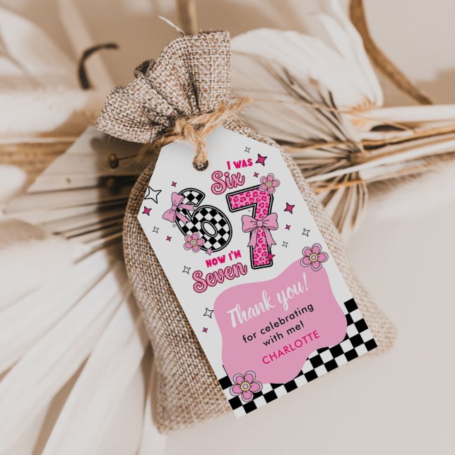 Étiquettes-cadeau Funny Six Seven Party 67 Girl Birthday (Créateur téléchargé)