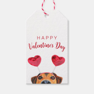 Étiquettes-cadeau Funny Valentine's Day mignon Chien Coeur Headband