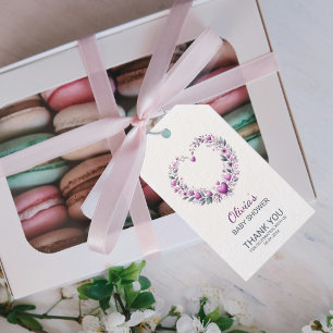 Étiquettes-cadeau Fuschia rose Merci de Baby shower du coeur