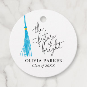 Étiquettes Cadeau Futur est Bright Sky Blue Tassel Grad Party