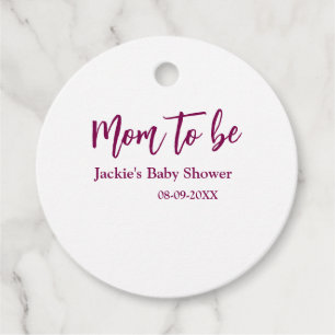 Étiquettes Cadeau Futur maman baby shower nom date rose simple minim