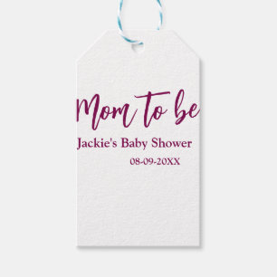 Étiquettes-cadeau Futur maman baby shower nom date rose simple minim