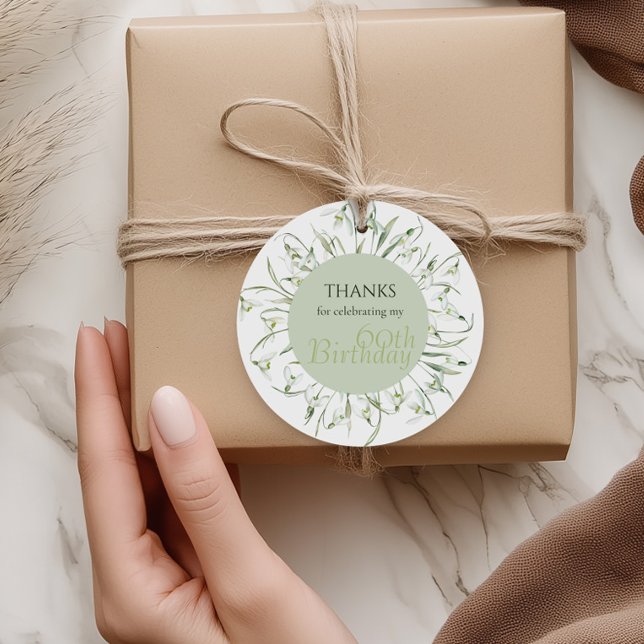 Étiquettes Cadeau Galanthus aquarelle botanique remerciements 60e an (Créateur téléchargé)