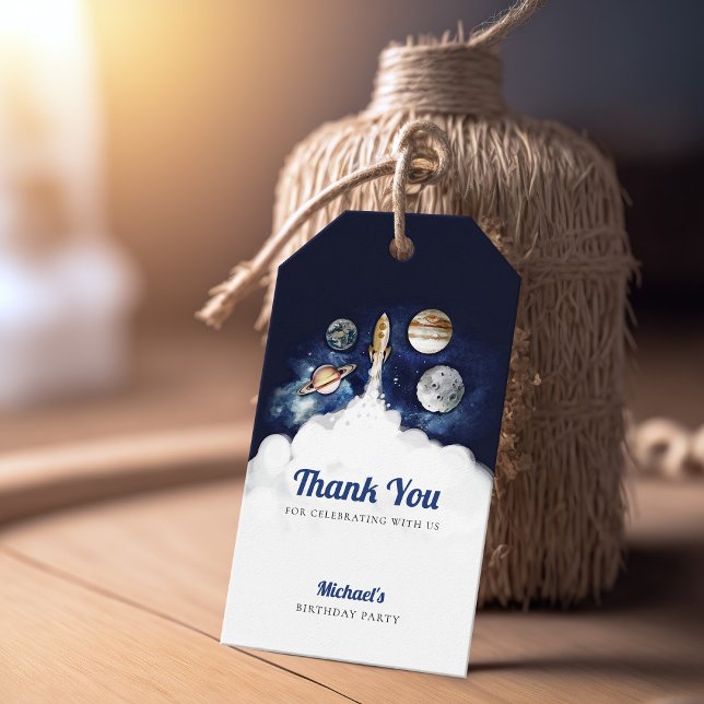 Étiquettes-cadeau Galaxie des planètes de fusées spatiales (Créateur téléchargé)