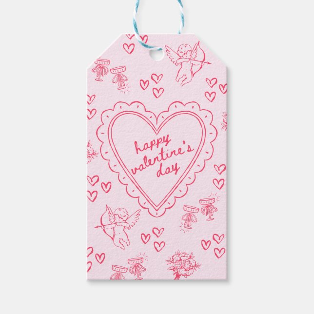 Étiquettes-cadeau Galentine’s Day Valentine Girly Pink (Devant)