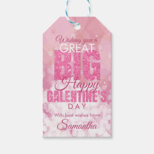Étiquettes-cadeau Galentines Day Bestie Parties scintillant rose Val