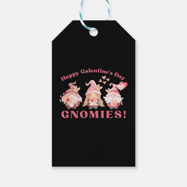 Étiquettes-cadeau Galentines Jour Gnomes mignons Valentines Jour Gno (Devant)